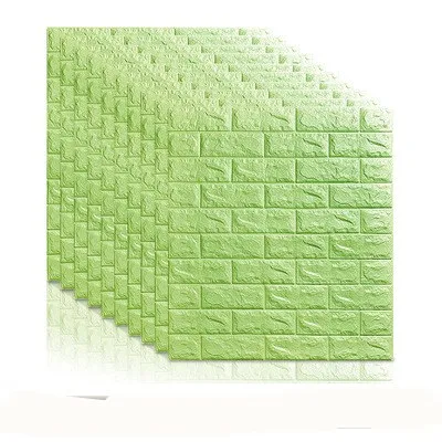 glass green 77X70 см 5 шт. 3D наклейки в виде кирпичной стены DIY самодельный аденсивный Декор Пена водонепроницаемые обои настенные фон дети гостиная - Цвет: glass green