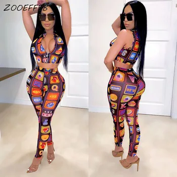 

ZOOEFFBB Fashion Two Piece Set Crop Top and Pants Cute Sexy 2 Piece Matching Sets Club Outfits for Womens 2020 Summer Clothing