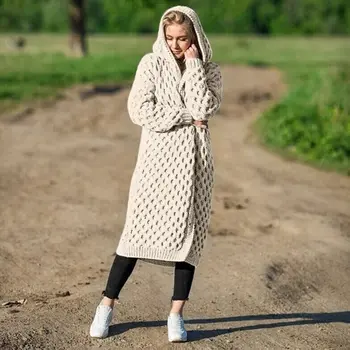 

New Style Womens Cardigan Sweater Hoodie Long Blouse Loose Long Sleeve Casual Coat Solid Color