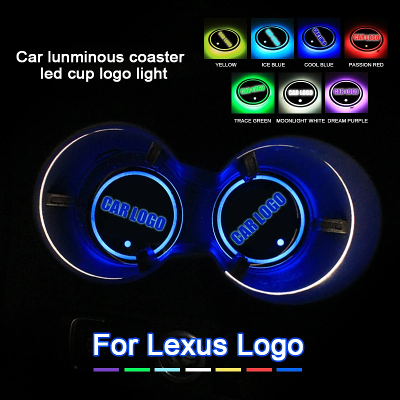 2 шт. Автомобильные светодиодные подставки под стаканы для логотипа Lexus