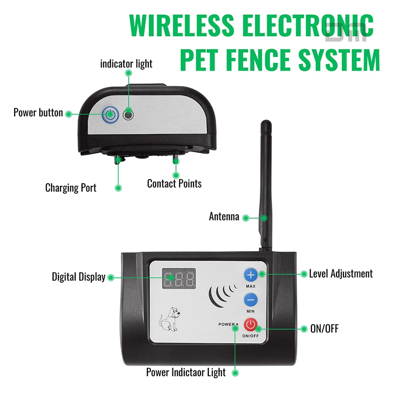 DM-882C безопасность домашних животных, собак Электрический забор с водонепроницаемой собаки электронный тренировочный ошейник перезаряжаемый