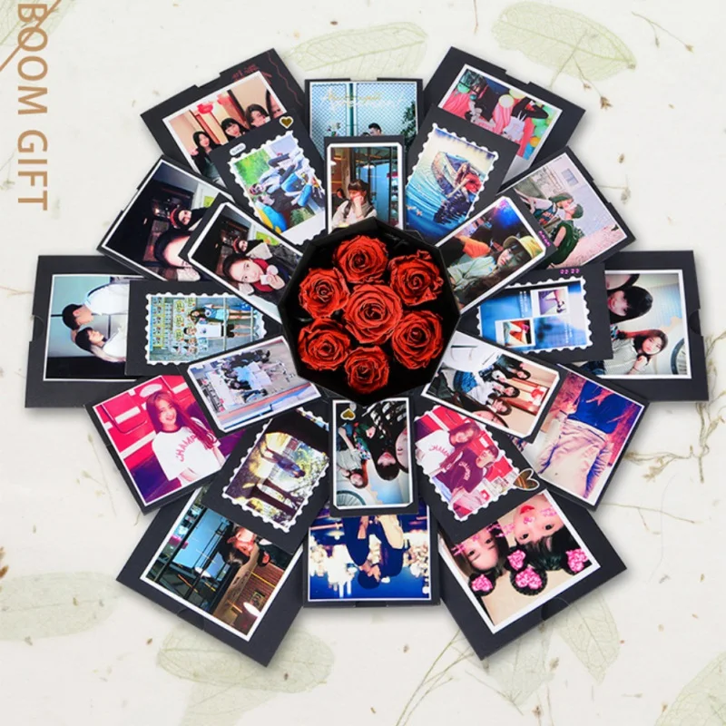 

Handmade Memory Scrapbook Photo Album Anniversary Birthday Gifts Valentine's Day Gift DIY Explosion Box Surprise Gift Paper Box