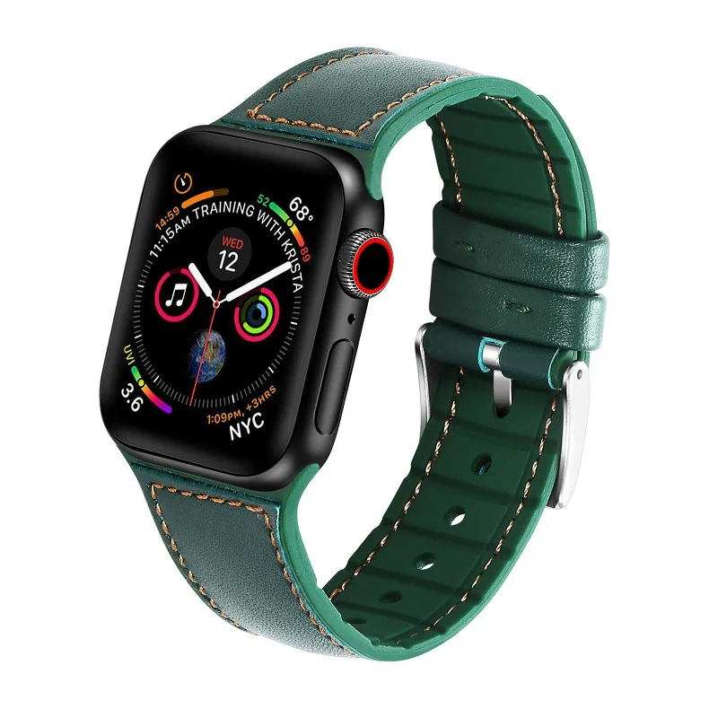 Силиконовый кожаный ремешок для apple watch 42 мм 44 мм резиновый ремешок для iWatch 4 38 мм 40 мм apple watch 5 4 3 2 1 ремешок