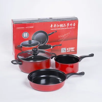 

Colorful Non-stick Three-piece Set Best Luck Year by Year Three-piece Set Flat Non-stick Pot Set Creative Promotional li yipingu