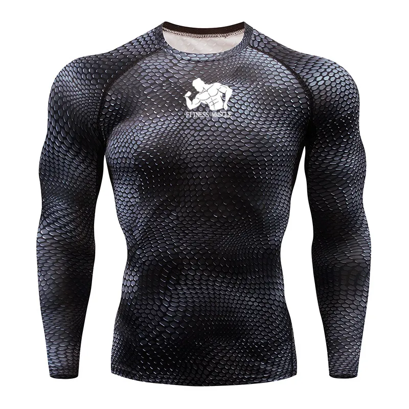 Мужская футболка для бега, 3D принт, для фитнеса, спортзала, ММА Рашгард, футболка, брендовая, для бодибилдинга, тренировки, рубашки, длинный рукав, для бега, топы - Цвет: Photo Color