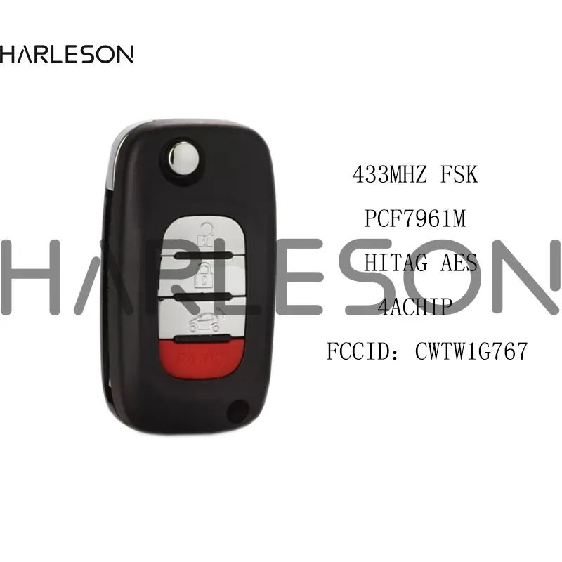 CWTWB1G767 For MERCEDES-BENZ Smart Fortwo 2014+ 433MHz 4A Chip 4 Buttons Head Remote Car Key Fob