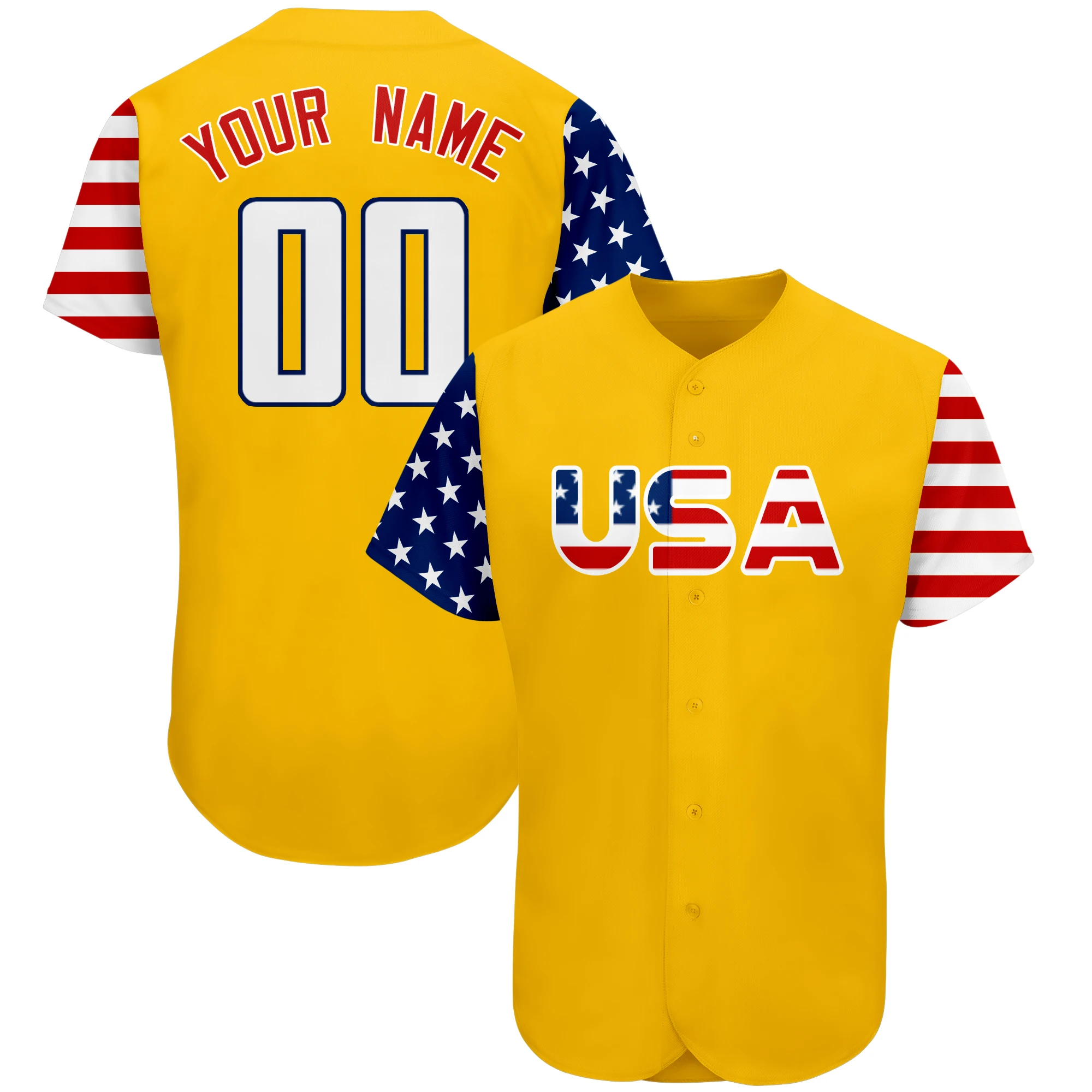 Baseball Jersey Baseball Shirt Printed With USA Flag New Team Shirt College Student League Softball Uniform for Youth/Men