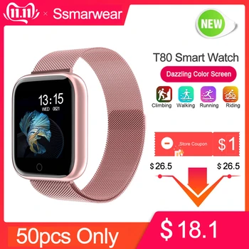 

2019 T80 Bluetooth Smartwatch Women Heart Rate Waterproof Smart Watch For iOS phone Xiaomi Heart Rate Monitor Fitness Tracker