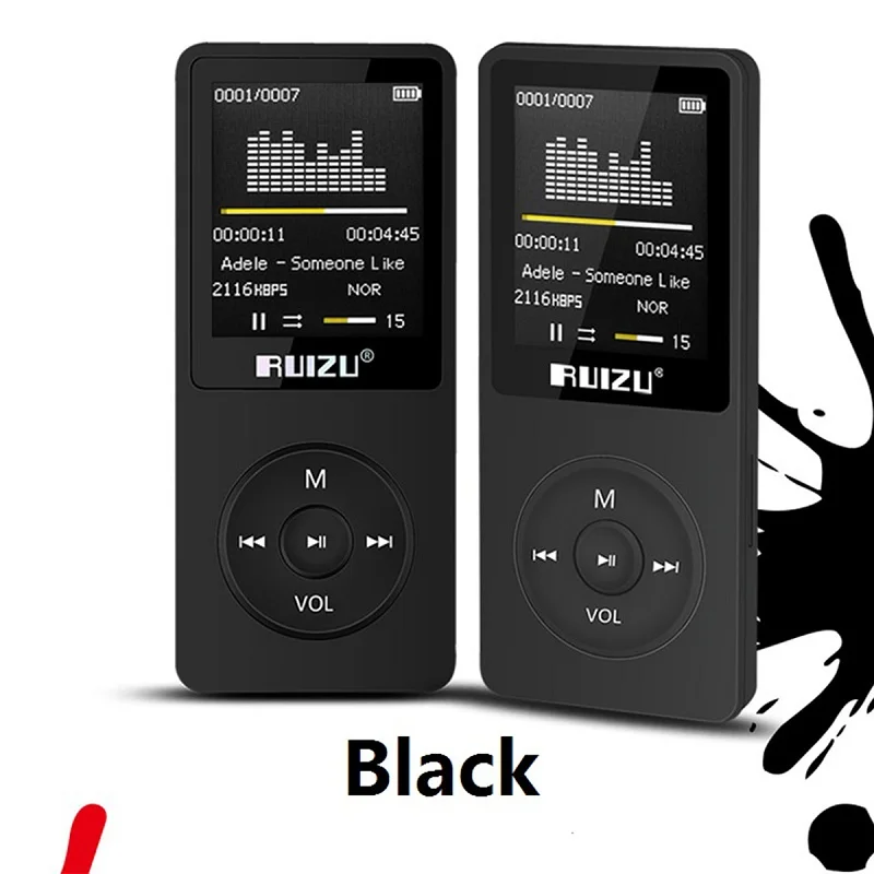 mp3 player RUIZU X02 MP3 music player key mp3 Micro SD card 64GB match PLAYFX AVI WMA JPG BMP TXT WAV TFT screen 20 languages