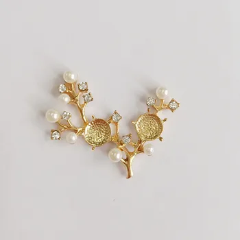 

10pcs 46*40mm Fashion Vintage Metal Alloy KC Gold Flowers Branch Connectors Charm For Bridal Hair Accessories Wholesale