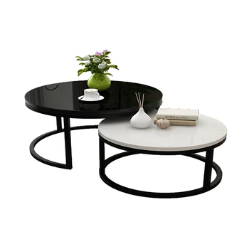 

Simple tea table modern living room tempered glass tea table small flat simple Mini balcony round