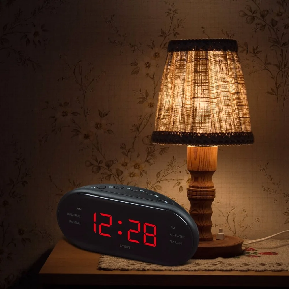 220 в ес вилка AM FM двойной частоты радио будильник цифровой светодиодный часы светящиеся часы повтор электронные домашние настольные часы