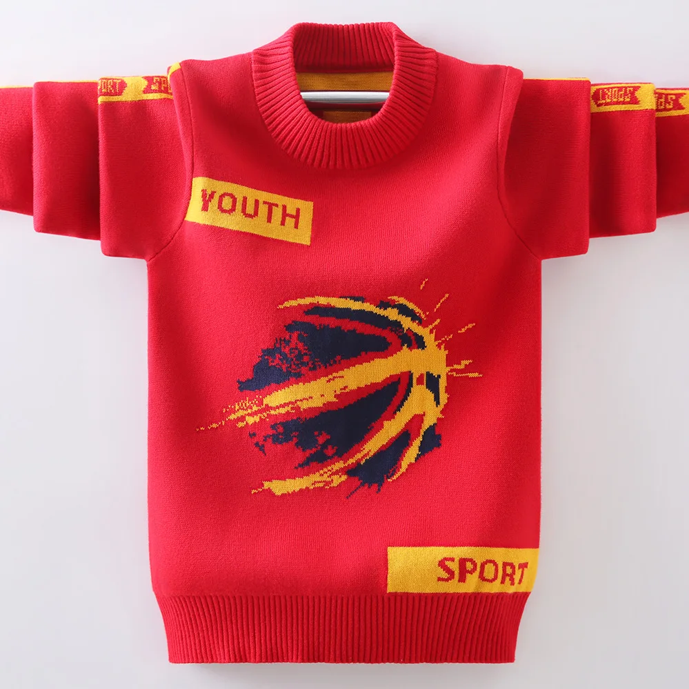 

Winter Boy's Clothing O-Neck Pullover Sweater Kids Clothes Children's Sweater Winter Keep Warm Children's Knitted Cotton Sweater