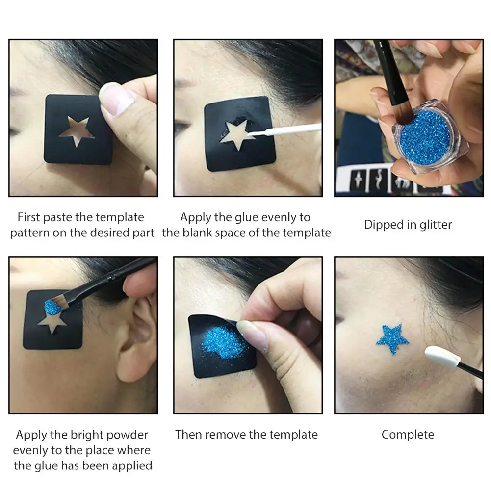 129pcs Diamond Glitter Tattoo Set Semi-permanent Simple Tattoo Template Set Body Painting Art For Kids Teenagers Adult