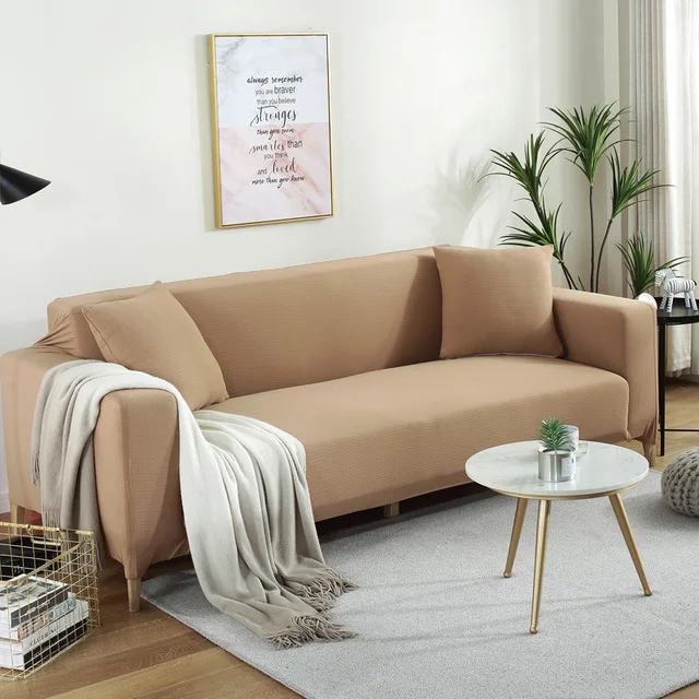 Стрейч диван крышка четыре сезона все включено Универсальный диванных чехлов эластичность чехол для дивана Чехлы для 1/2/3/4 местный Гостиная - Цвет: Light coffee 13