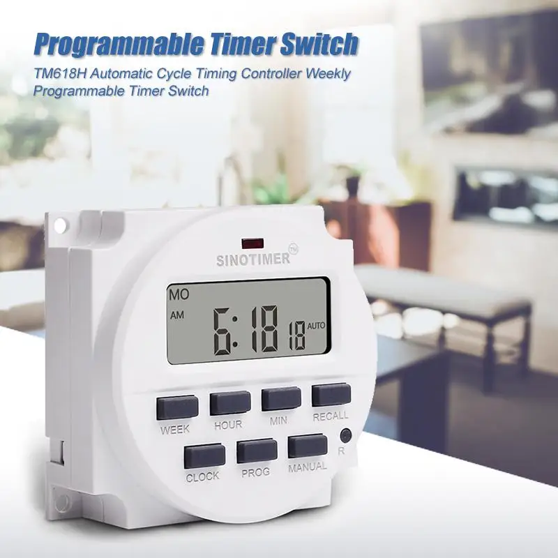 TM618H 12/24/110/220V Volt Voltage Output Digital 7 Days Weekly Programmable Timer Switch Time Relay Control | Обустройство дома