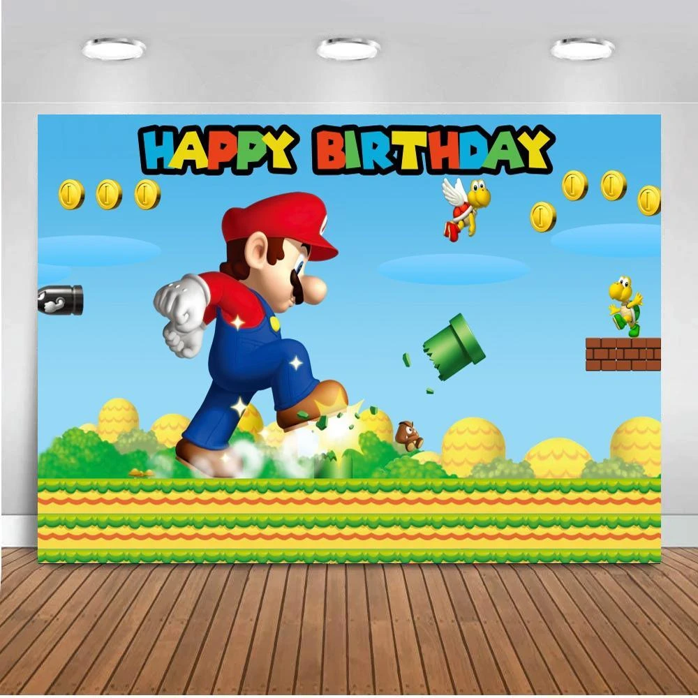 Arriere Plan Super Mario Pour Jeu Video Arriere Plan Pour Fete D Anniversaire D Enfant Accessoire De Studio Photo Banniere En Vinyle Pour Seance Photo Aliexpress