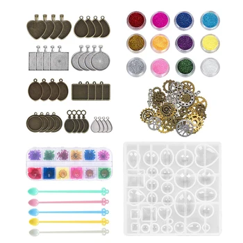 

45Pcs DIY Jewelry Casting Molds Tools Silicone Handmade Jewelry Resin Necklace Pendant Epoxy Mold Craft