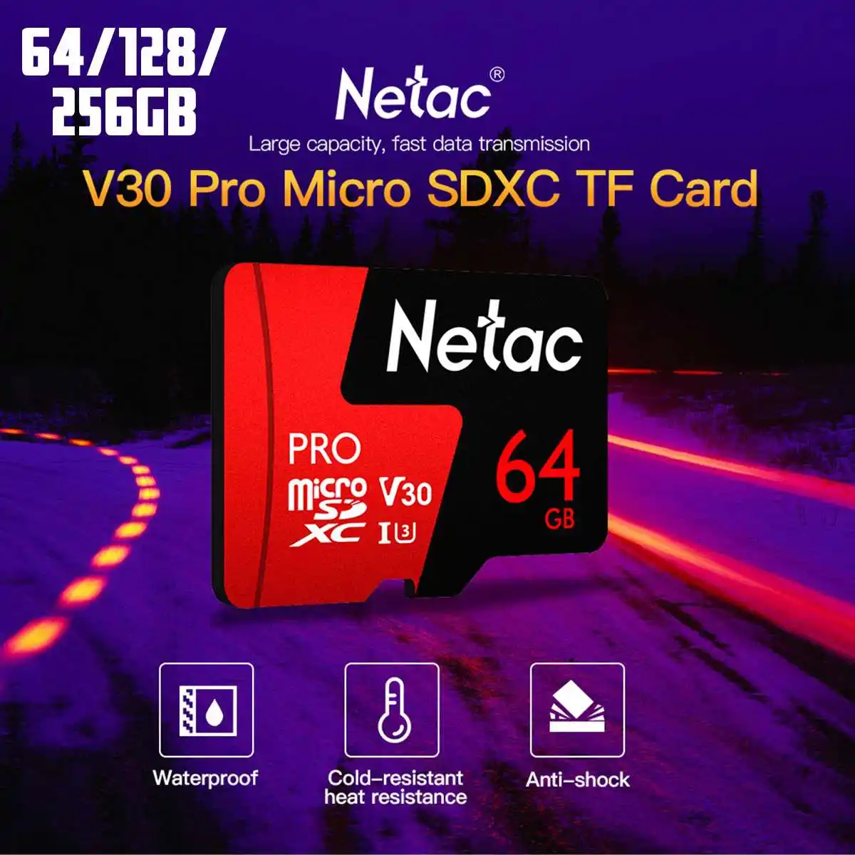 Netac P500 Pro Micro SD Card 64 Гб/128 ГБ/256 ГБ V30 UHS-I U3 100 МБ/с. 4K флэш-памяти SD карты памяти TF карта для смартфона/монитор