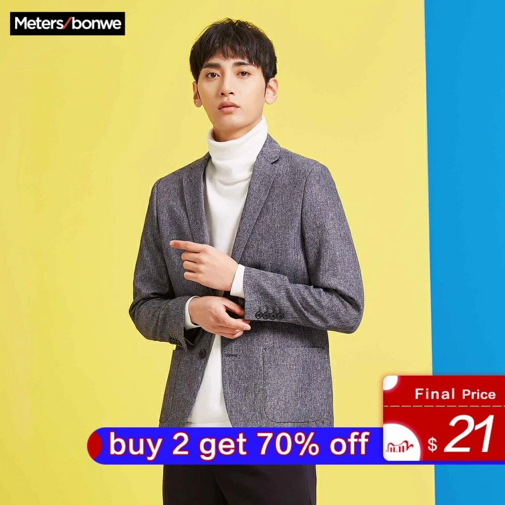 Metersbonweメンズファッションブレザー秋ブランドビジネス新潮デザインカジュアル男性スリムフィットスーツジャケット衣装オム Blazers Aliexpress
