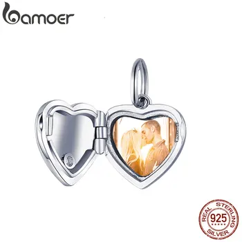 

bamoer Custom Photo Personalized Heart Pendant Charm for Original Silver Bracelet and Necklace Gifts Customized Jewelry BSC102