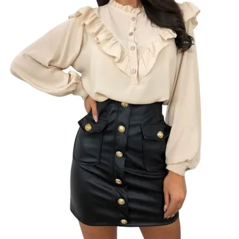 

Women's Skirts Skinny Sim Buttons High Waist Mini Skirt Sexy Style