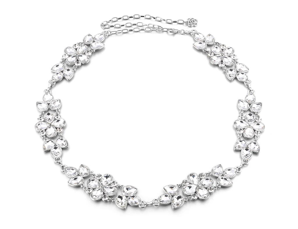 Fashion Luxury Womens Flower Rhinestone Bead Waist Chain Belt Jewelry For Party Women Waistband Strap Dress Accessories 
