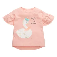 

Children Summer Baby Girl Clothes Animal Print Tee Tops Brand Swan Cotton Breathable Soft Cute T Shirt for Kids 2-7 Years