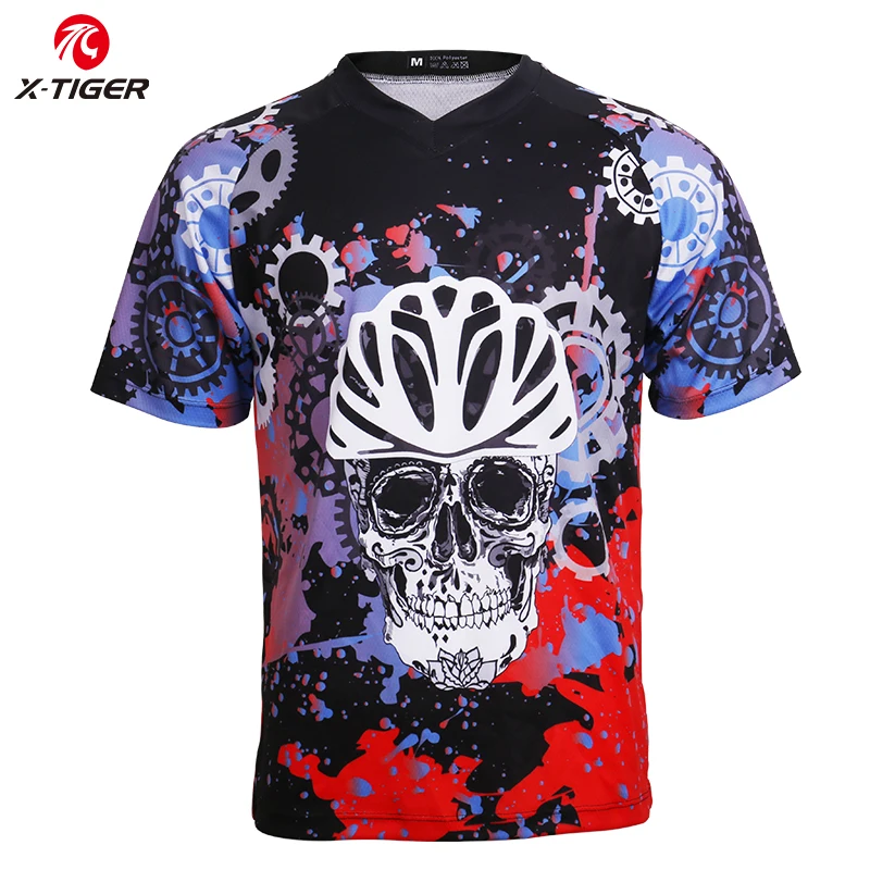 

X-Tiger 100% Polyester Downhill Jerseys Mountain Bike DH Shirt Quick-Dry Cycling Jerseys Short Sleeve MTB Downhill Clothing