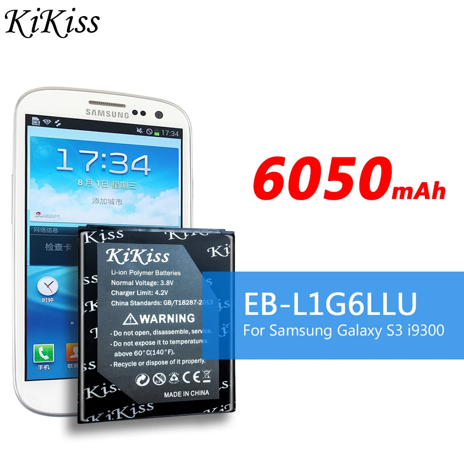 Аккумулятор большой мощности 6050 мАч для Samsung Galaxy S3 i9300 i9305 i747 i535 L710 T999 i879 i537 EB L1G6LLU +