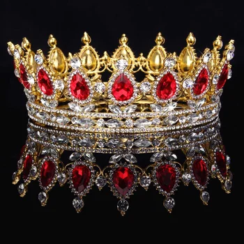 

Baroque Crystal Vintage Royal Queen King Tiaras and Crowns Pageant Prom Diadem Hair Ornaments Wedding Hair Jewelry Accessories