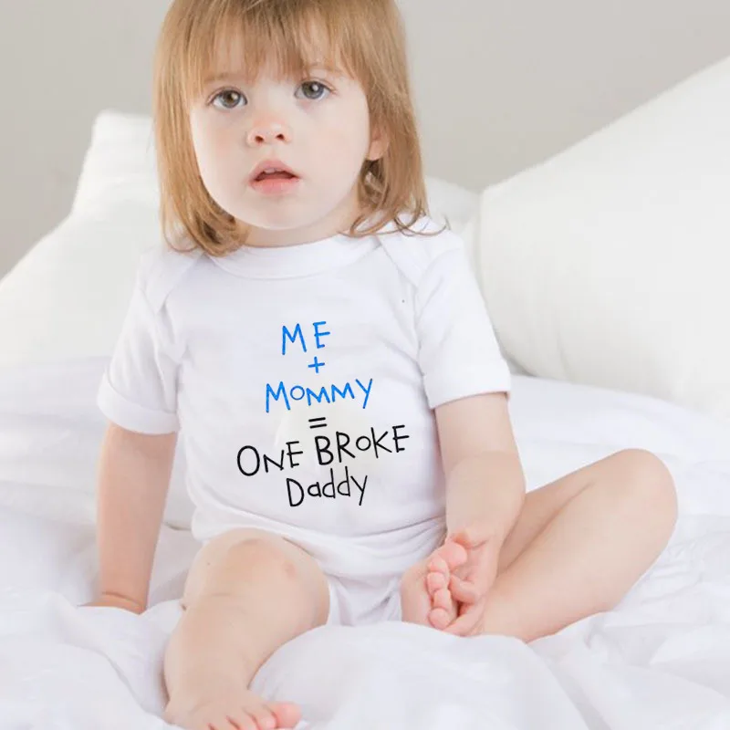 Me+ Mommy = One break Daddy Забавный Детский боди из хлопка с коротким рукавом для новорожденных, ползунки для девочек, боди, детский комбинезон, одежда