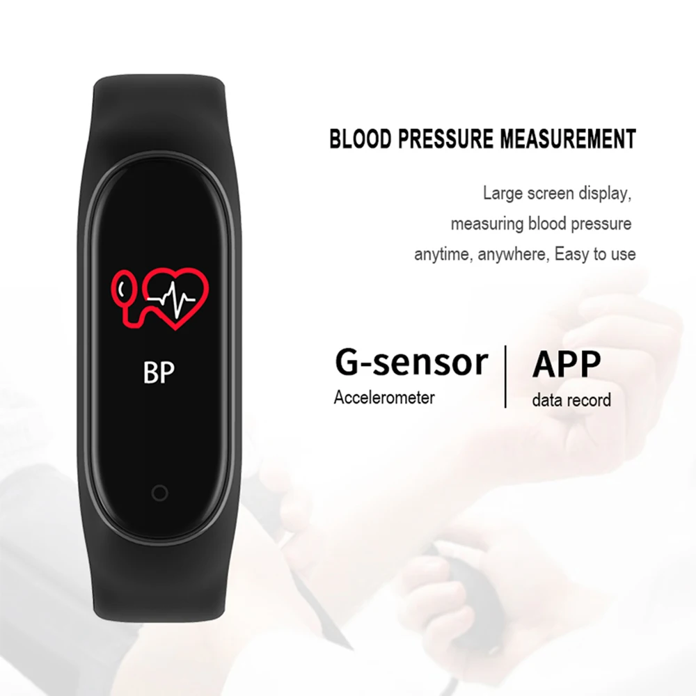 M4 цветной экран умный Браслет Мониторинг Артериального Давления сердечного ритма мониторинг кислорода в крови мониторинг сна водонепроницаемый шаг cou