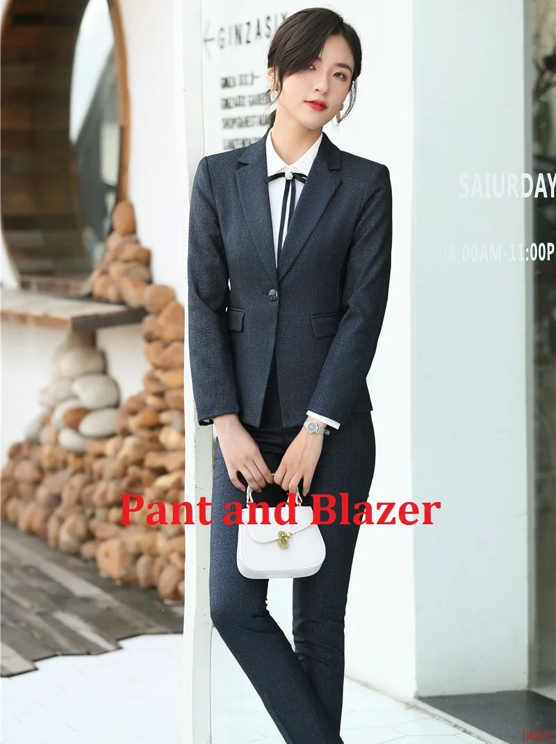 Blazer and Pant Высокое качество Женский блейзер Для женщин Бизнес костюмы с брюк и куртки комплекты Повседневная обувь Офис Единые Стили - Цвет: Blazer and Pant