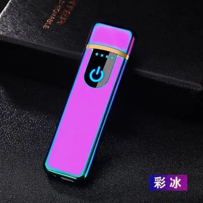 So Cool usb зарядка Зажигалка сенсорный экран электронные зажигалки для сигарет маленькая перезаряжаемая электрическая зажигалка ветрозащитный подарок для мужчин - Цвет: Rainbow glossy