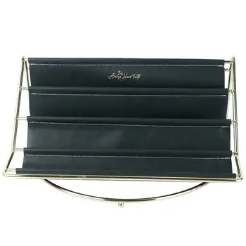 

Porch Tea Table Storage Rack Wrought Iron Leather Storage Plate Multi-layer Storage Holder for Home Office (Dark Green Size L)