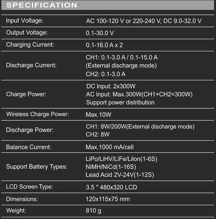 Ультра мощность UP6+ AC 300 Вт DC 600 Вт 2x16A двухканальный аккумулятор баланс зарядное устройство Dis зарядное устройство