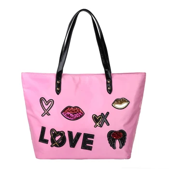 

Women's Shopping Bag Wear-Resistant Oxford Cloth Color Female Tote Bag Letter Embroidery Best Selling