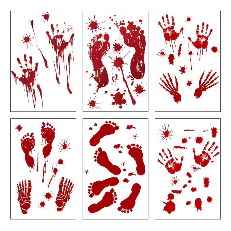 Urijk Halloween Wall Sticker Home Decoration Decals Removable Horror Blood Handprint And Footprint Glass Winder Stickers | Дом и сад