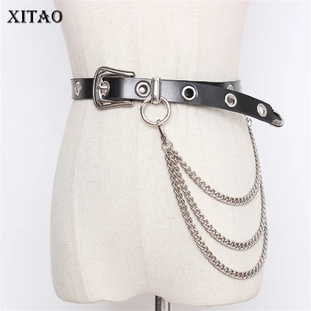 

XITAO Patchwork Women Belt Fashion New Detachable Metal Chain Belt with Individual Concave Shape Belt 2020 Summer XJ4833