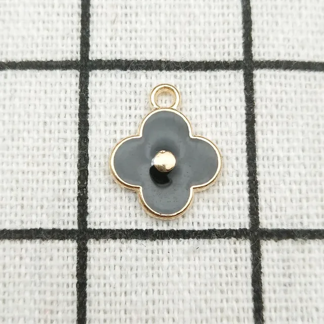 10pcs enamel flower charms for jewelry making earring pendant bracelet necklace charms zinc alloy 13x16mm black