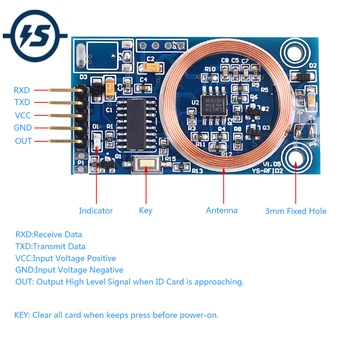 

ID Card Decoder RFID Reader Module 125KHz TK4100 UART Output Board For Access Control DIY Modification