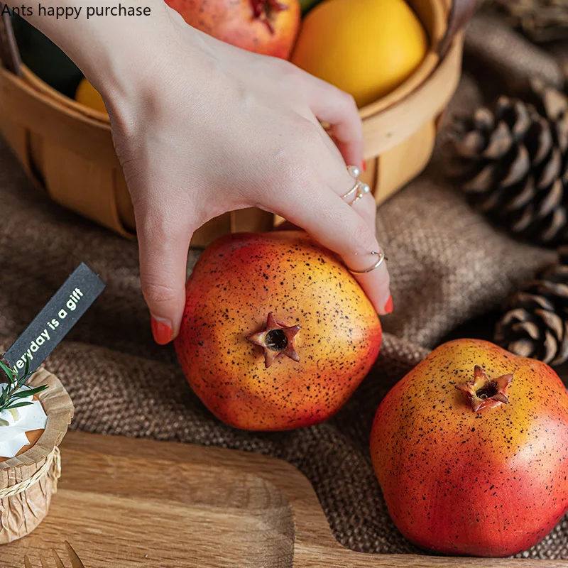 Simulation Fruit Artificial Pomegranate Green Red Fake Pomegranate Model Artificial Fruits Photography Props Decoration Crafts artificial fruits and vegetables