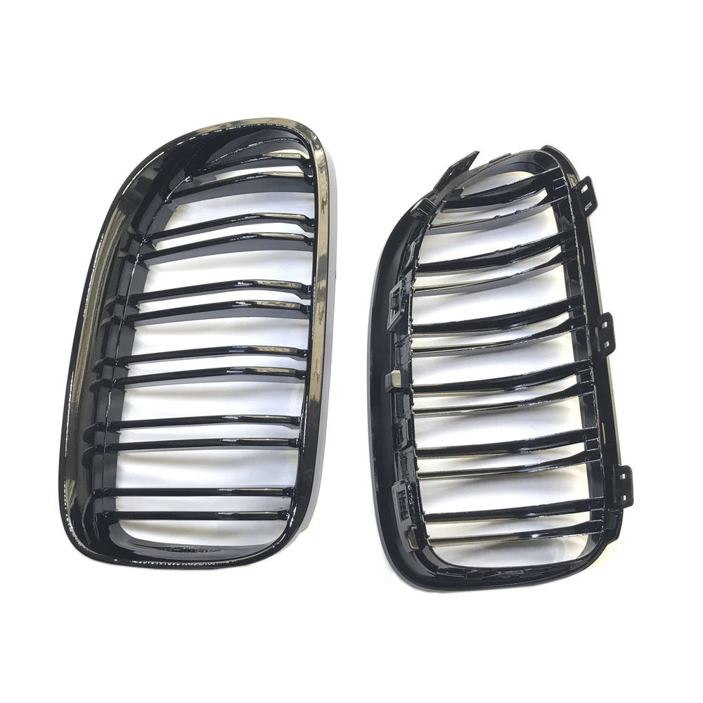 1 Pair gloss Black Double Line Front Kidney Grille Grill For BMW E92 E93 318i 320i 328i 335i Coupe 2-DOOR 2007-2009 2010