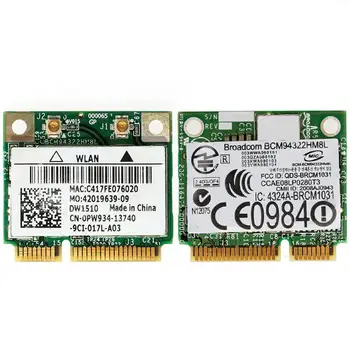 

1pcs Half Mini Wireless Wifi Network Card For DW1510 Green BCM94322HM8L PW934 Card Network Wifi V5X8