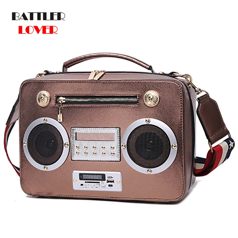 Real Radio USB Bluetooth Totes Bag Women Box Handbag Dubai Women Girl Vintage Retro Evening Party Crossbody 2019 New Summer Bag