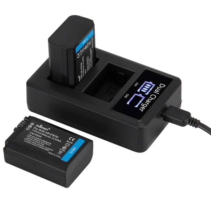 Mamen 4 шт. 2100 мАч NP FW50 NP-FW50 NPFW50 батарея для цифровой камеры+ ЖК двойное зарядное устройство для sony NEX-3 A7R A6500 A6300 A6000 A5000 A