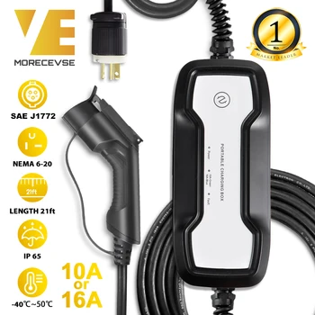 

Level 2 EV Charger EVSE Switchable Portable Electric Vehicle Charging Station SAE J1772 16A 220V 3.68KW NEMA 6-20 6m (21feet)