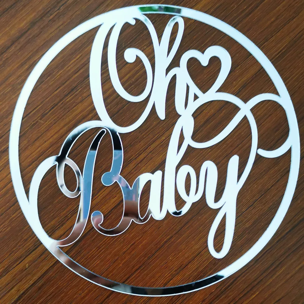 Mirror Gold Oh Baby Name Sign Nursery Wall Decoration Personalized Babyshower Sign Gift Rustic Wedding Party Baptism Deco
