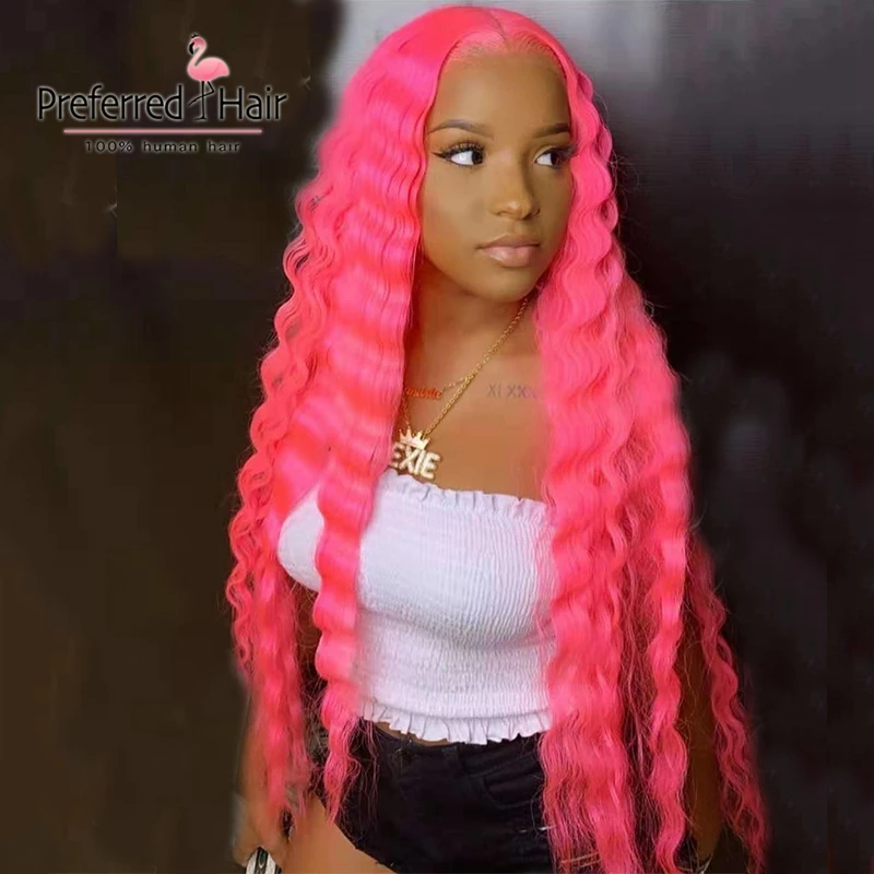 Предпочитаемый бразильский 13х4 розовый глубокий волнистый парик на кружеве, предварительно выщипанный Омбре парик на кружеве, волосы remy, парики на шнурке для черных женщин